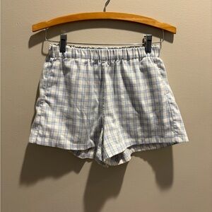 Brandy Melville High Waist Plaid Shorts in Blue and White